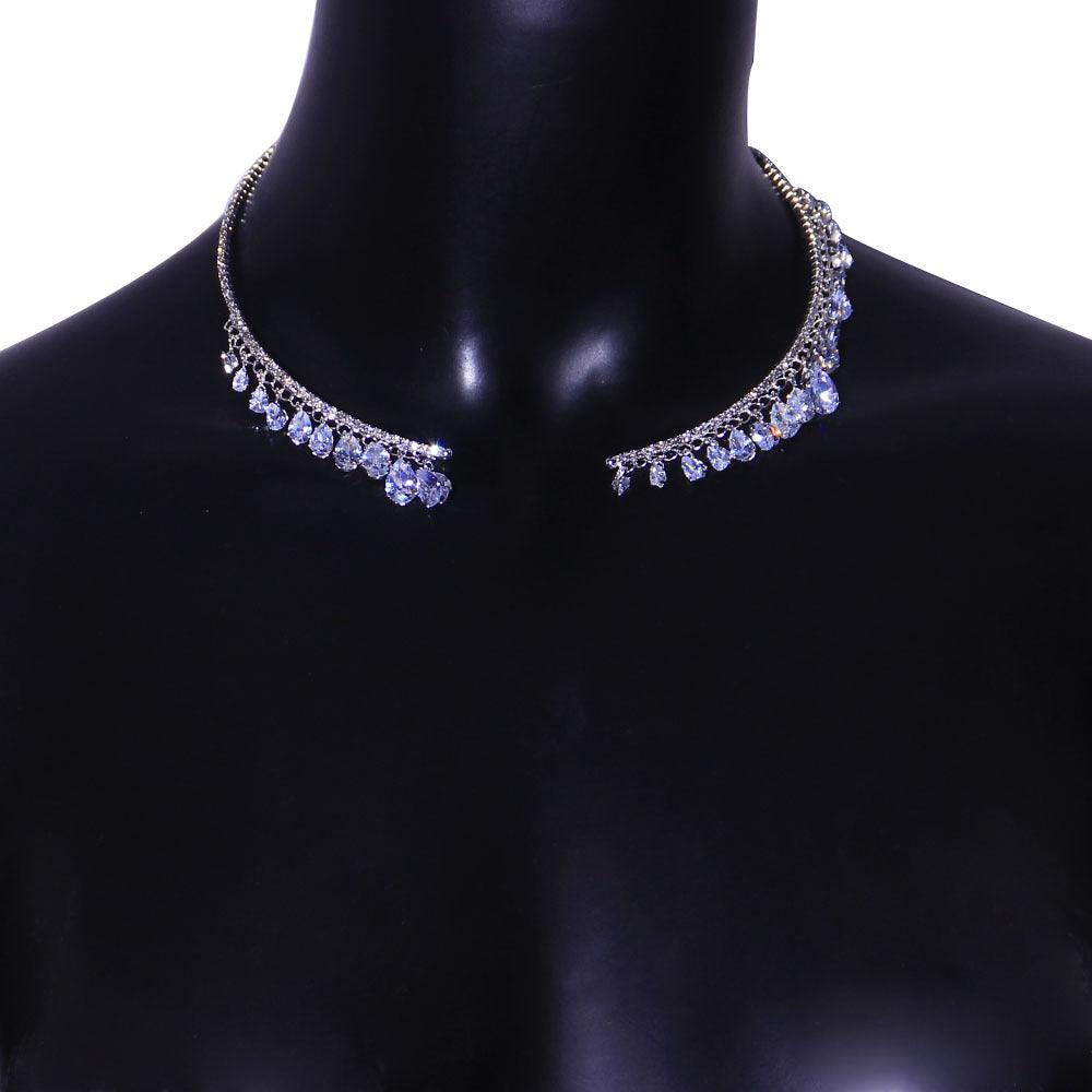 Crystal Rhinestone Collar Necklace for Women Weeding Bridesmaid Necklace Gold and Silver Necklace - EX-STOCK CANADA