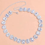 Crystal Rhinestone Fashion Square Stone Necklace for Women Wedding Bridesmaid Necklaces - EX-STOCK CANADA