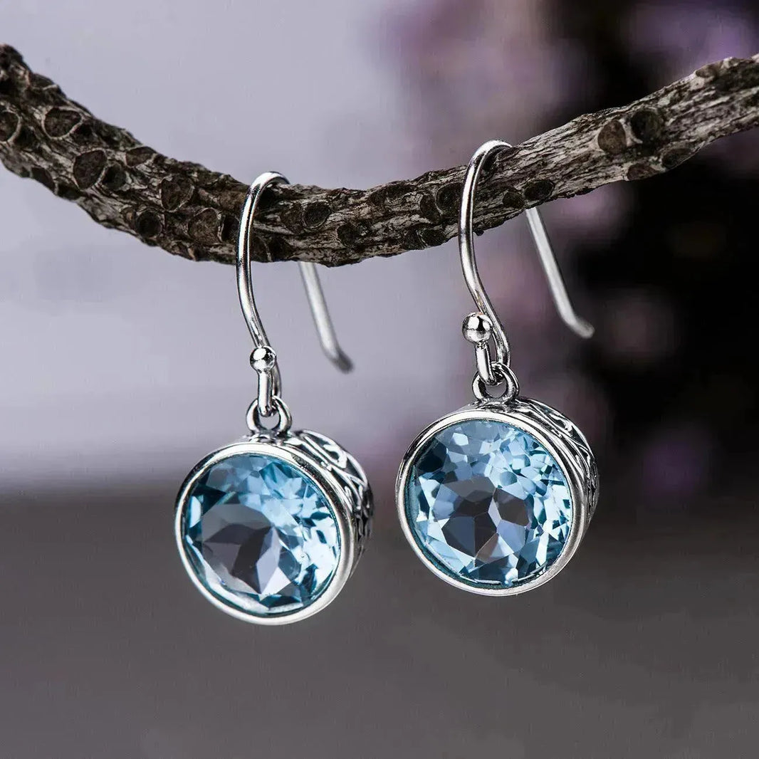 Crystal Square Sea Blue Simple Earrings - EX-STOCK CANADA