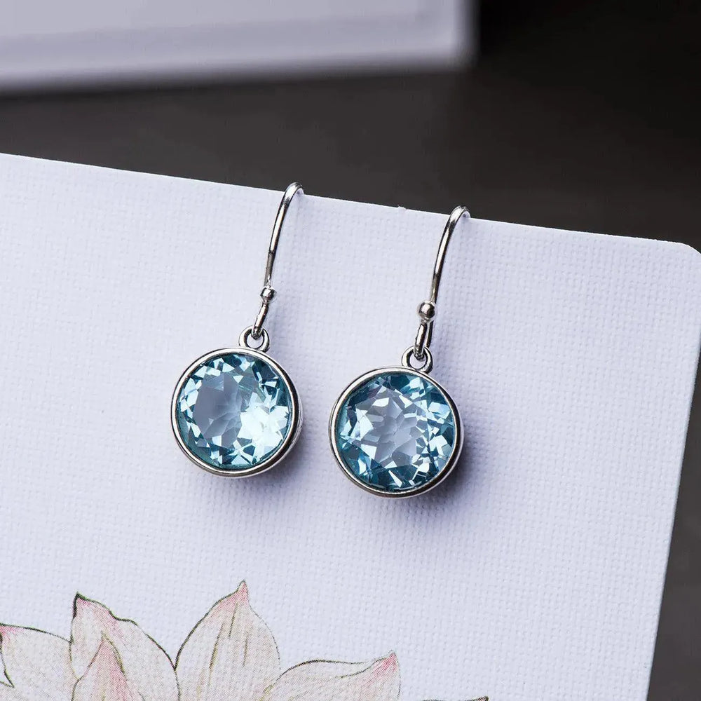 Crystal Square Sea Blue Simple Earrings - EX-STOCK CANADA