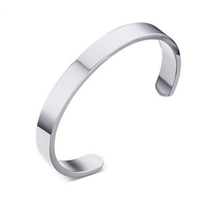Custom Laser Engraving Smooth Stainless Steel Fine Bangle Jewelry C-shaped Bracelet - EX-STOCK CANADA