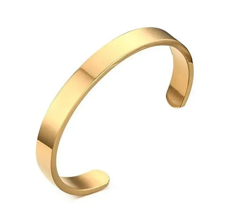 Custom Laser Engraving Smooth Stainless Steel Fine Bangle Jewelry C-shaped Bracelet - EX-STOCK CANADA