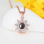 Custom Photo Name Projection Necklace Rose Gold Silver Color Clavicle Chain Personalized Sun Flower Shaped Pendant Jewelry - EX-STOCK CANADA