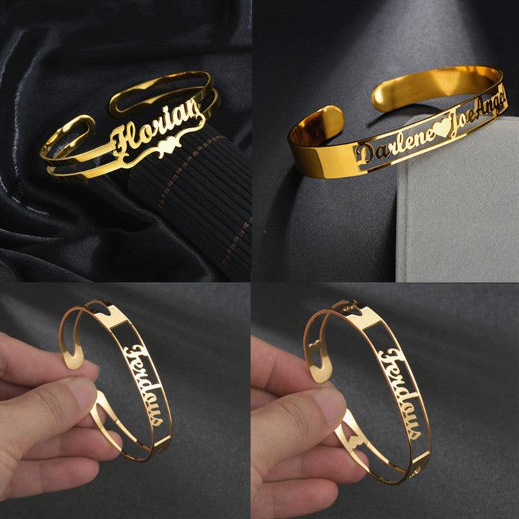 Customized Name Bracelet Personalized Custom Bangles Stainless Steel Jewelry - EX-STOCK CANADA