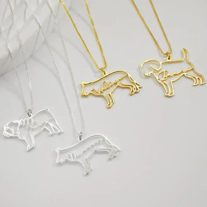 Customized Pet Shape Name Pendant Stainless Steel Necklaces For Women Personalized Cat Necklace Animal Memorial For Pet Lover - EX-STOCK CANADA