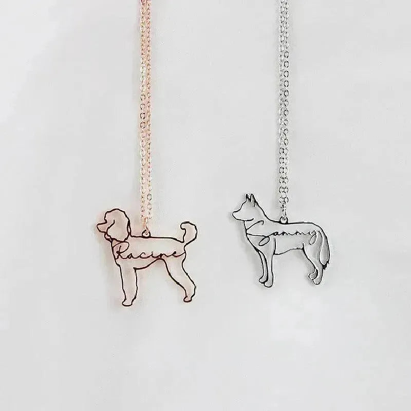 Customized Pet Shape Name Pendant Stainless Steel Necklaces For Women Personalized Cat Necklace Animal Memorial For Pet Lover - EX-STOCK CANADA