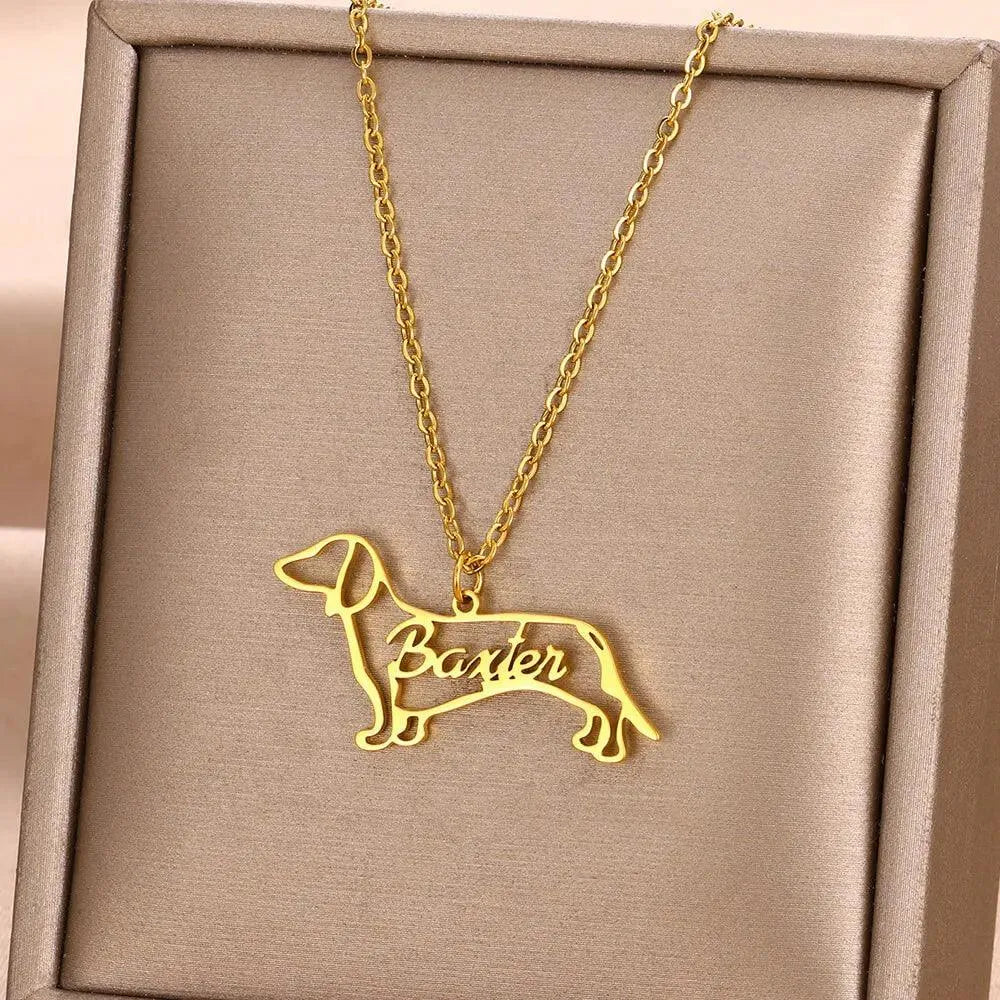 Customized Pet Shape Name Pendant Stainless Steel Necklaces For Women Personalized Cat Necklace Animal Memorial For Pet Lover - EX-STOCK CANADA