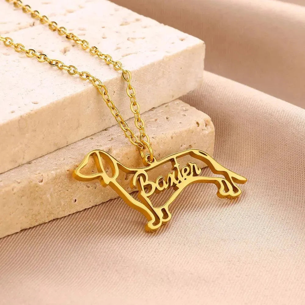 Customized Pet Shape Name Pendant Stainless Steel Necklaces For Women Personalized Cat Necklace Animal Memorial For Pet Lover - EX-STOCK CANADA