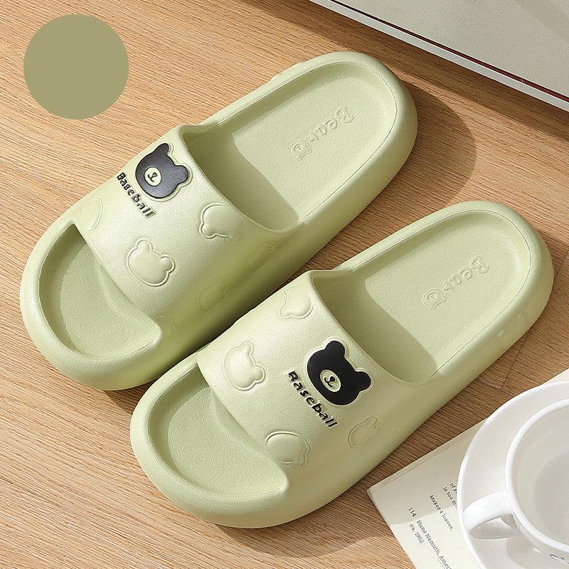 Cute Cartoon Bear Slippers For Women Summer Indoor Thick-soled Non-slip Floor Bathroom Home Slippers Men House Shoes - EX-STOCK CANADA