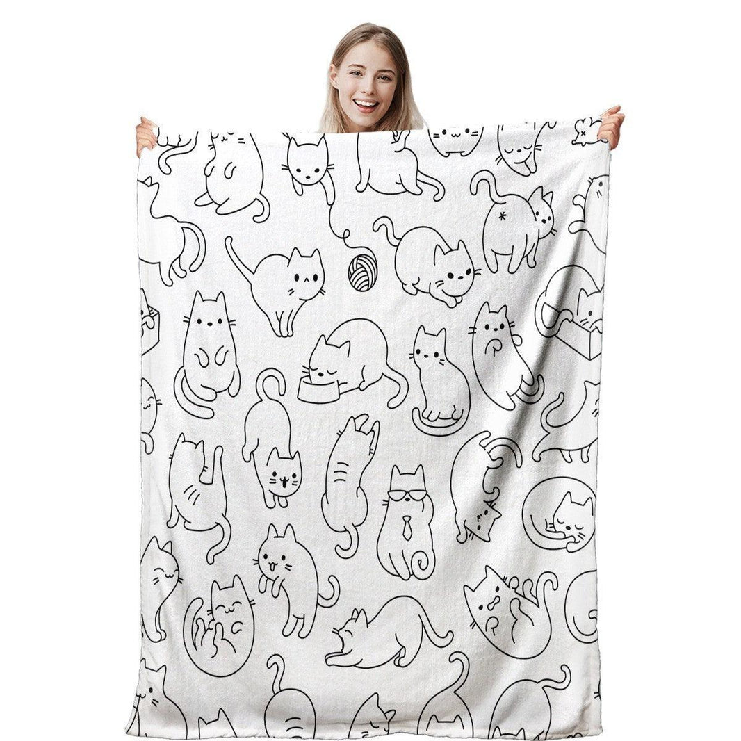 Cute Cat Digital Printing Flannel Blanket - EX-STOCK CANADA