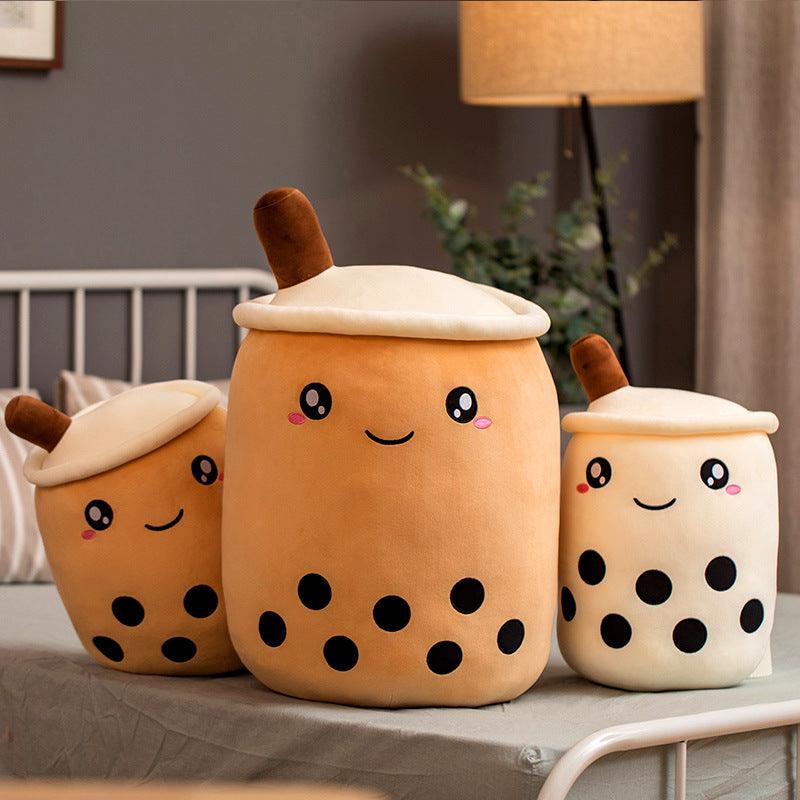 Cute Fruit Drink Plush Stuffed Soft Strawberry Milk Tea Plush Boba Tea Cup Toy Bubble Tea Pillow Cushion Kids Gift - EX-STOCK CANADA