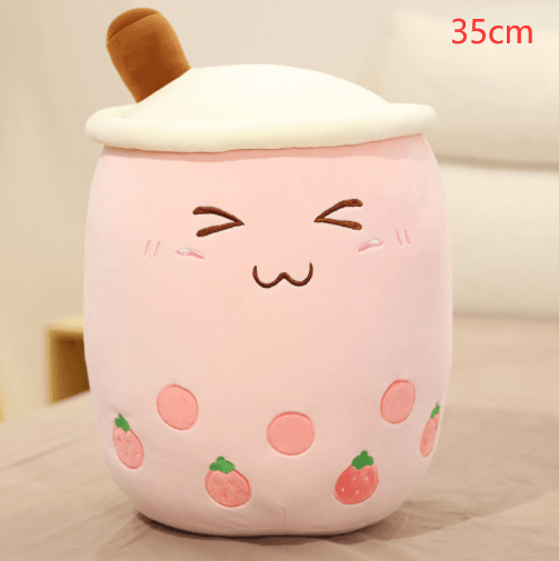 Cute Fruit Drink Plush Stuffed Soft Strawberry Milk Tea Plush Boba Tea Cup Toy Bubble Tea Pillow Cushion Kids Gift - EX-STOCK CANADA