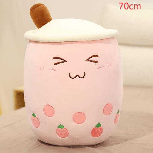 Cute Fruit Drink Plush Stuffed Soft Strawberry Milk Tea Plush Boba Tea Cup Toy Bubble Tea Pillow Cushion Kids Gift - EX-STOCK CANADA