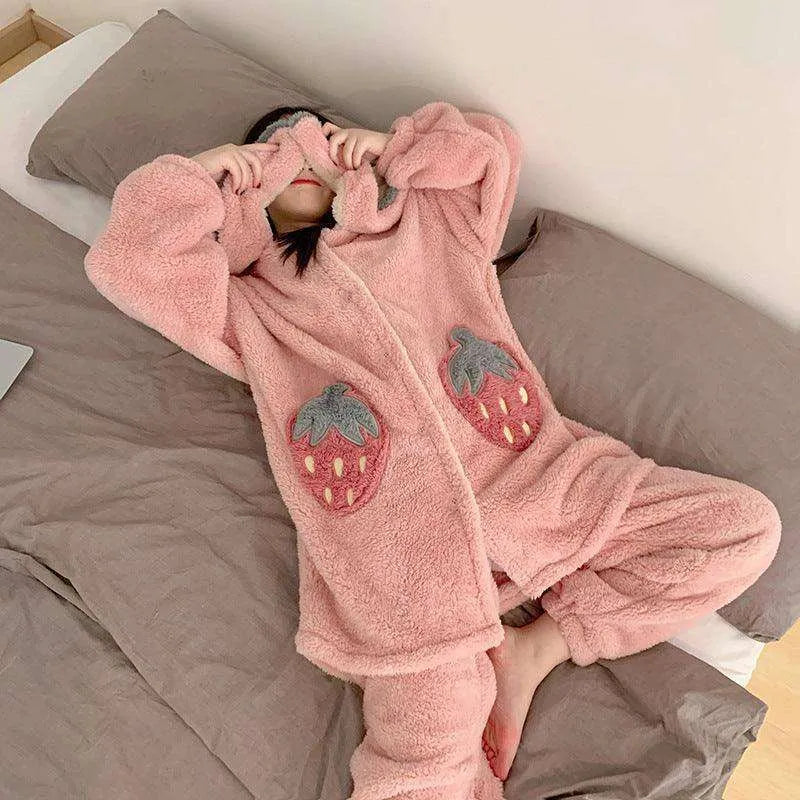 Cute padded flannel hooded pajamas - EX-STOCK CANADA
