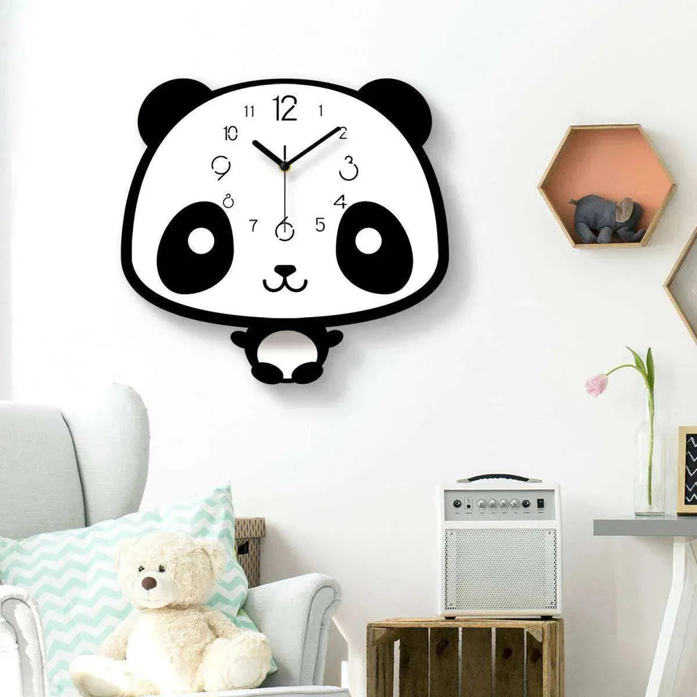 Cute swinging panda wall clock - EX-STOCK CANADA