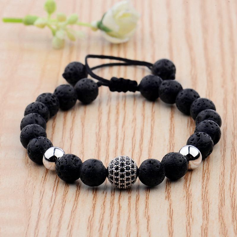 CZ Zircon Pave Lava Weaving Bracelet Men Beads - EX-STOCK CANADA