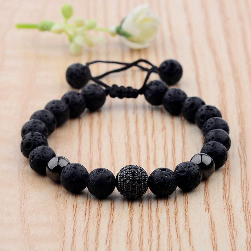 CZ Zircon Pave Lava Weaving Bracelet Men Beads - EX-STOCK CANADA