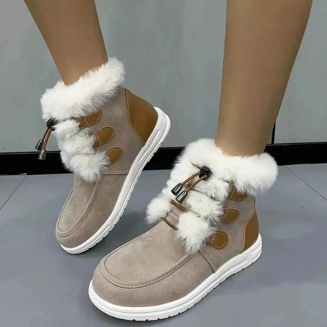 Fashion Leede Fleece Botas de nieve Invernal Winter Warm Fee Redonde Toe Cotton Shoes Versátiles Cortas Cortas para mujeres