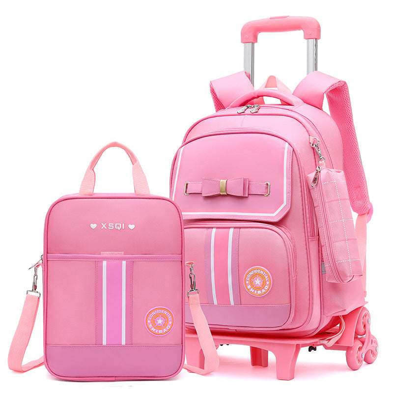 Primary School Children Burden-relieving Trolley Backpack Lunch Box Bag for Kids