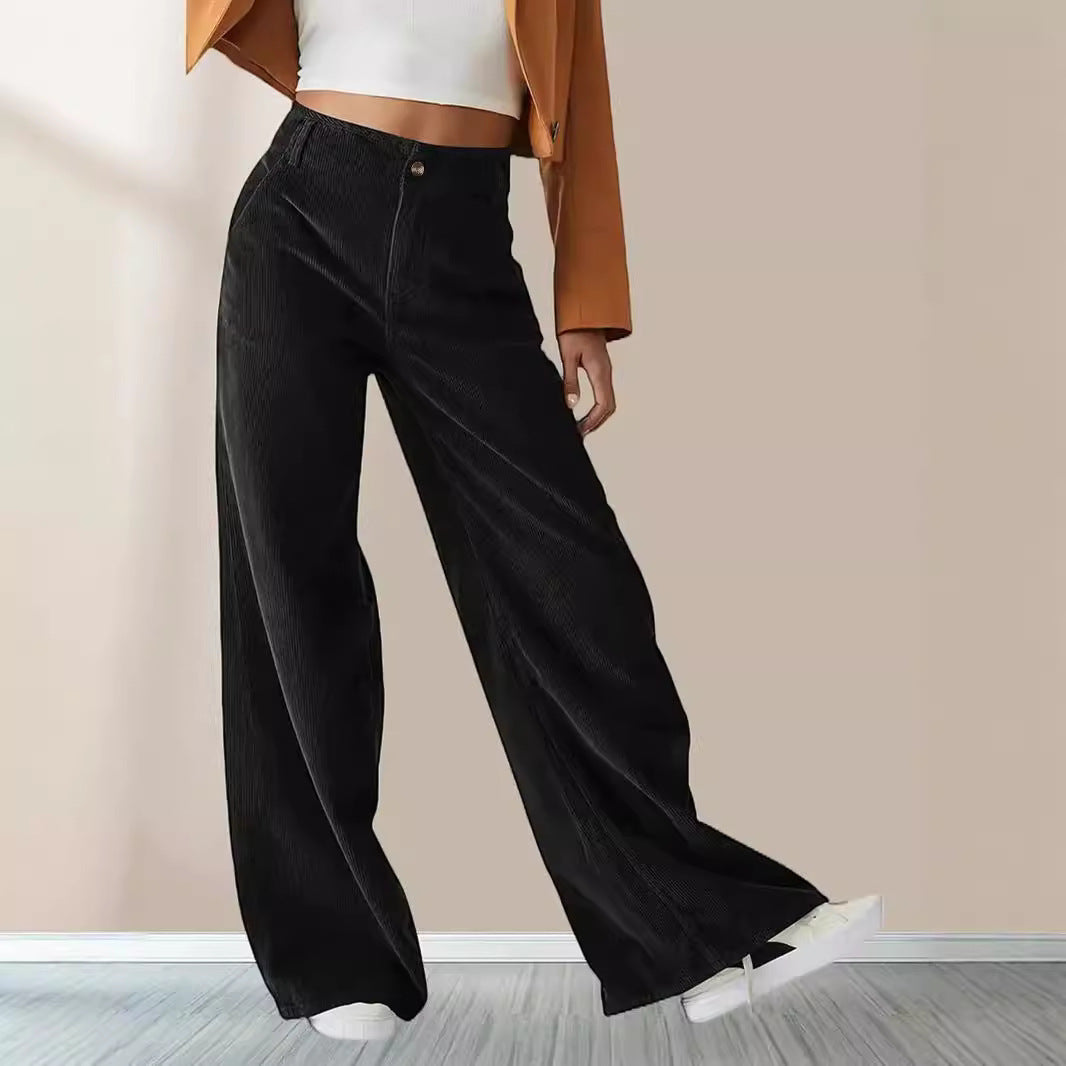 High Waist Drooping Slimming Casual Straight Pants Women's Trousers