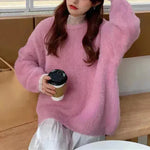 Autumn Winter Mink-like Wool Thick Plush Pullover Sweater for Women