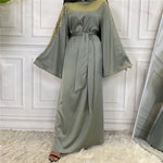 Moda bordado Satin Abaya Vestido Medio Oriente Fanche Plain Dubai Abaya