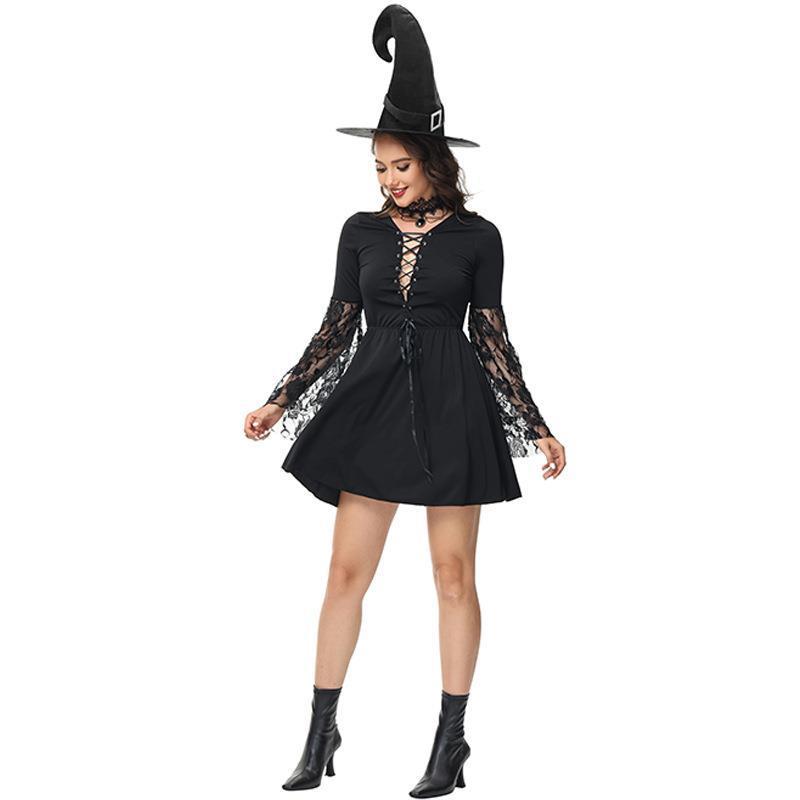 Halloween Black Witch costume adult Performance  cosplay costume