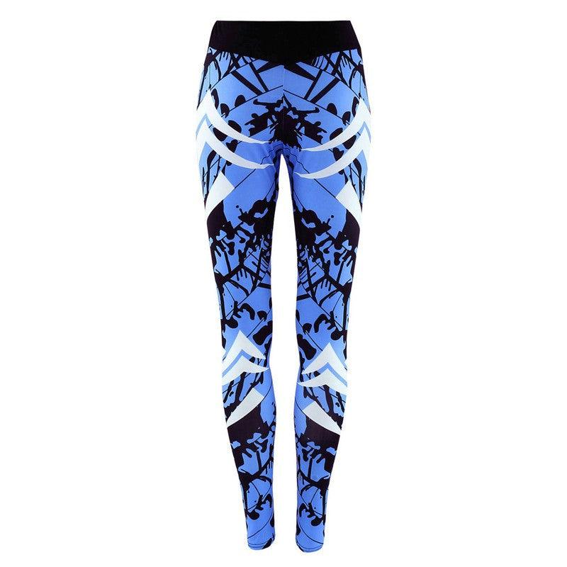 Dark Blue Printed Tight Gym Leggings - EX-STOCK CANADA