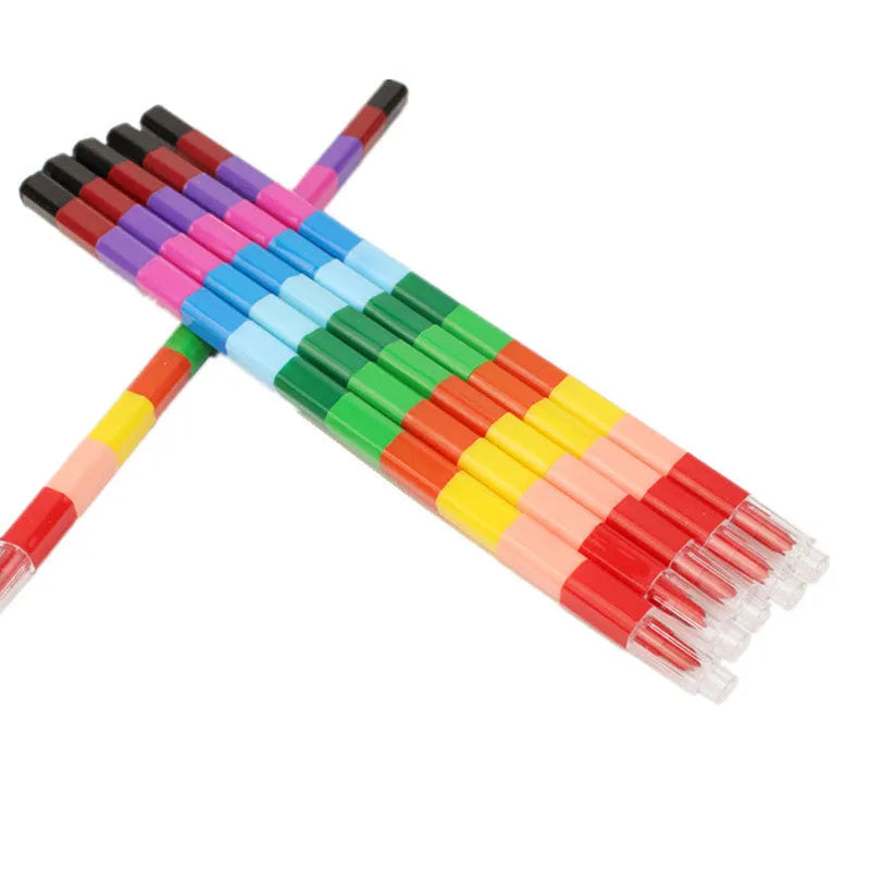 Blocs de construction créatifs colorant crayon 12 couleurs carré crayon crayon papeterie