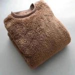 Autumn And Winter Plush Fuzzy Crewneck Pullover top for male