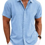 Men's Solid Color Loose Linen Short-sleeved shirt