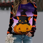 Sudadera de dibujos animados de Halloween sudadera de manga larga tops mujeres