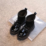 Black Patent leather boots for girls Woolen Winter boot for girls