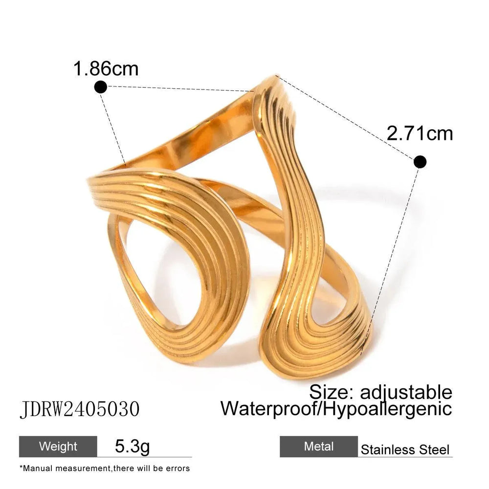 Design Sense Minority Simple 18K Gold Stainless Steel Double Layer Snake Shape Ring for Women - EX-STOCK CANADA