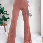 High Waist Lamp Wick Corduroy Bell-bottom Pants Wide Leg Women