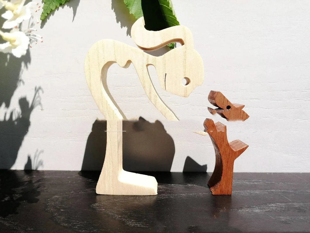 DIY Figurine Wood Dog Ornament Sculpture Home Decoration A Man A Dog Wood Sculpture Christmas Gifts Model Decor - EX-STOCK CANADA