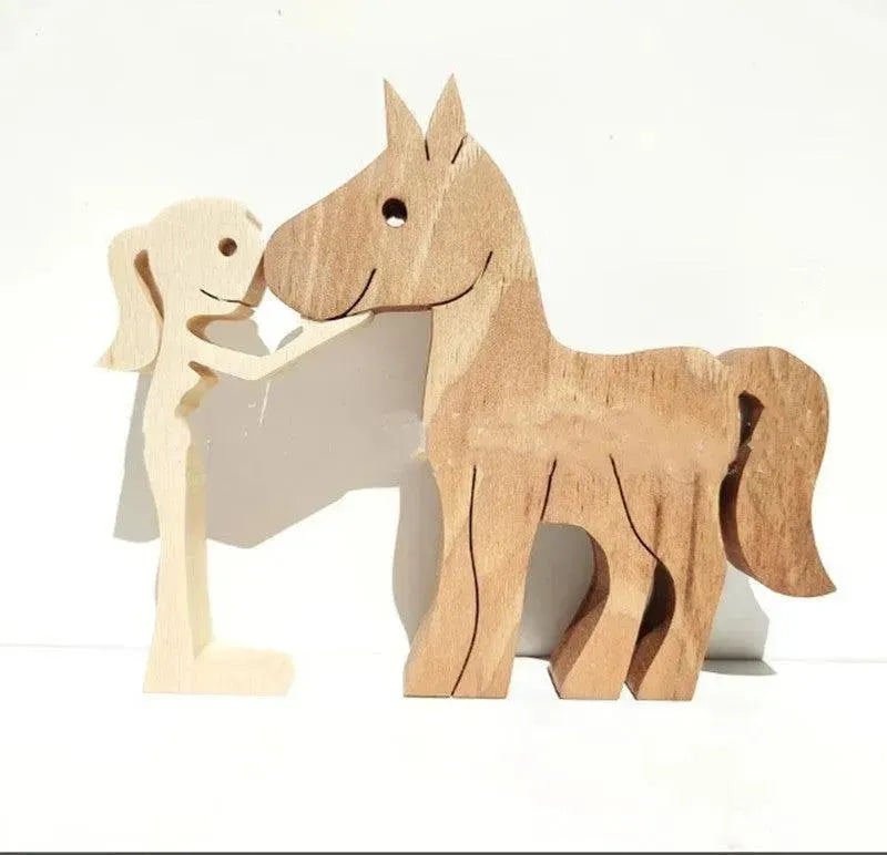 DIY Figurine Wood Dog Ornament Sculpture Home Decoration A Man A Dog Wood Sculpture Christmas Gifts Model Decor - EX-STOCK CANADA