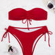 Drawstring Design Tube Bikini Summer Solid Color Sexy Swimsuit For Beach Party Womens Clothing - EX-STOCK CANADA