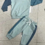 Two piece for boys Color Matching Long-sleeve Sweater Set