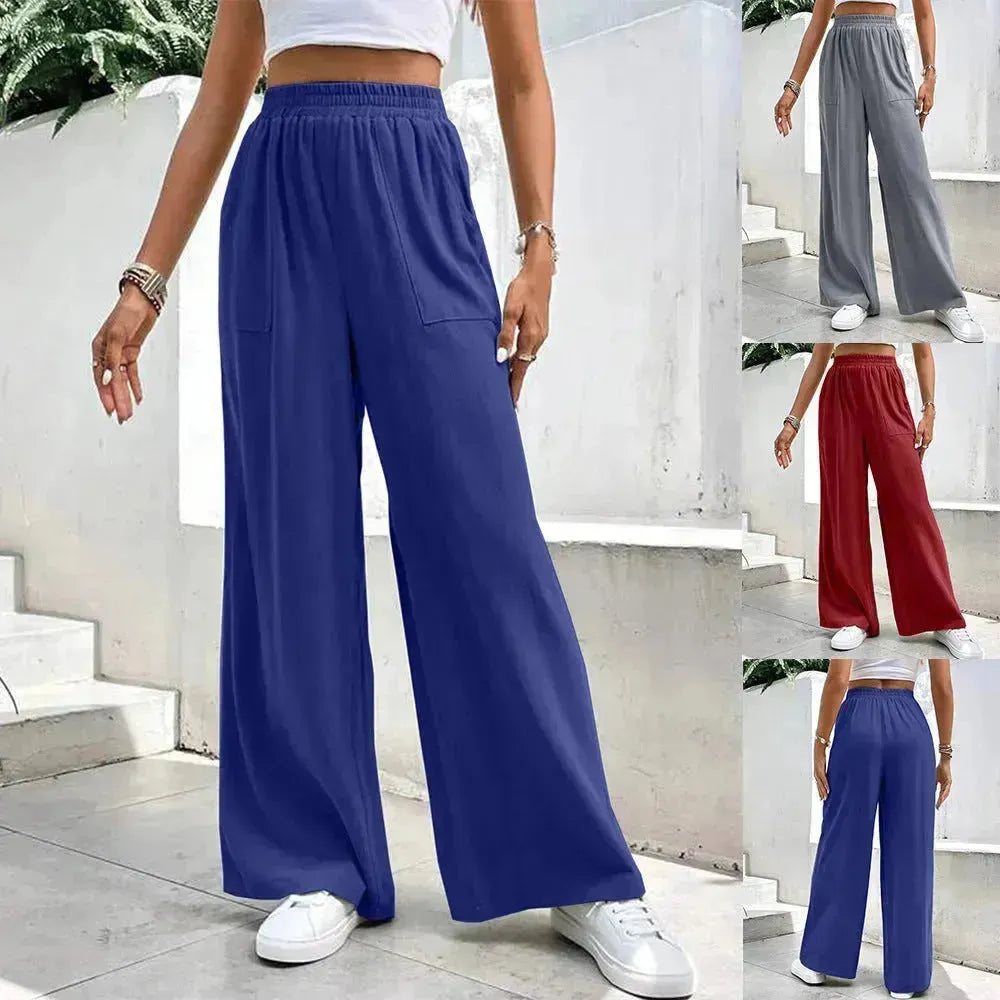 Femmes pantalon à jambes droites à taille moyenne moyenne pantalon de poche sportive