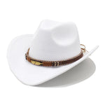 Ethnic Style Metal Feather Western Denim Top Hat Cowboy hat