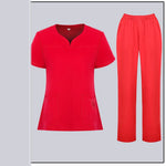 Femenina Uniforme uniforme Femenina Femenina Disfraz de enfermería V Cuello Top Pants Juego de uniformes de enfermería Scrubs para mujeres Masaje de trabajo de salón de belleza