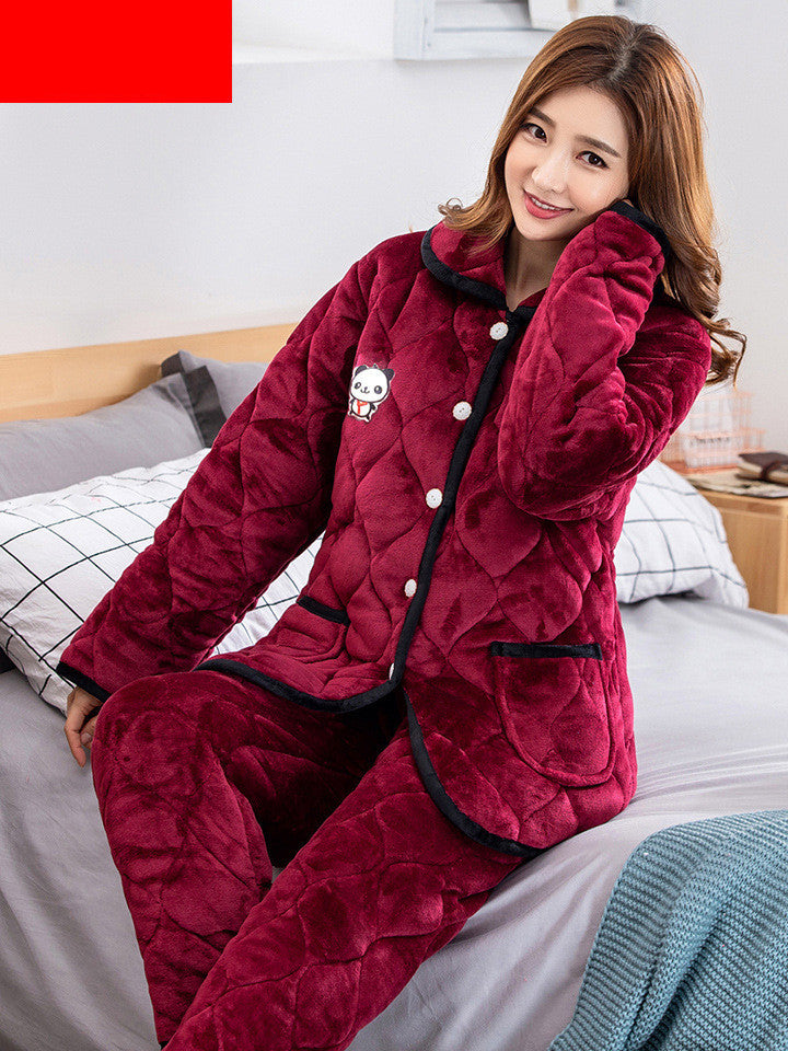 Plus Velvet Coral Winter Outfit Can Be Worn Outside Winter and Autumn  pajamas and Sleepwear Loungewear