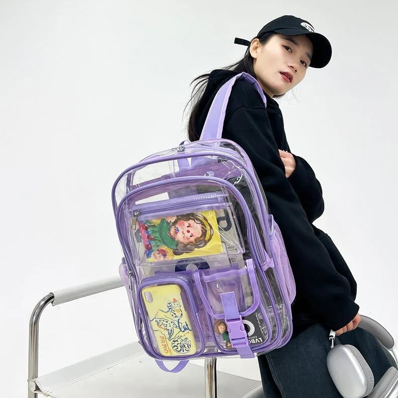 Transparent Backpack PVC Large Capacity Student Schoolbag