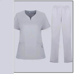 Femenina Uniforme uniforme Femenina Femenina Disfraz de enfermería V Cuello Top Pants Juego de uniformes de enfermería Scrubs para mujeres Masaje de trabajo de salón de belleza