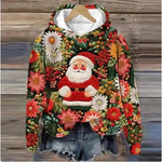 Print Christmas Holiday Casual Hoodie Sweater Pullover