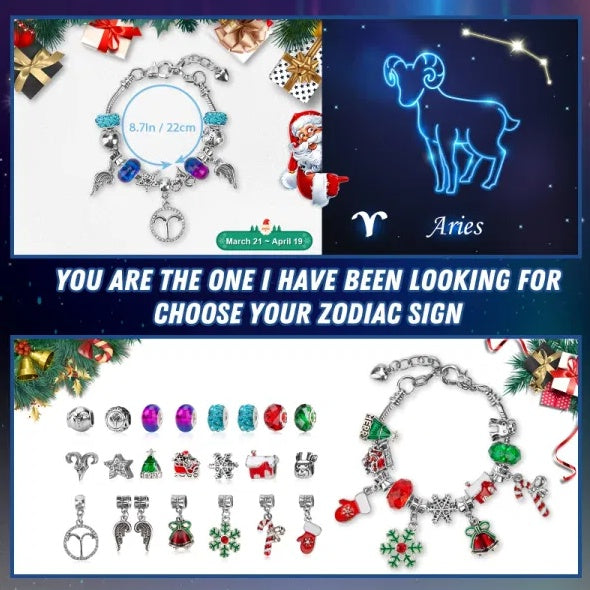 Advent Calendar 2024 Girls Zodiac Constellation Bracelet Making Kit, 24 Days Countdown Christmas Advent Calendar With 2 Sets DIY Bracelets, Horoscope Gifts For Girls TeensAge 5-18