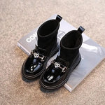 Black Patent leather boots for girls Woolen Winter boot for girls