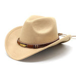 Ethnic Style Metal Feather Western Denim Top Hat Cowboy hat