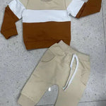 Boy's color Stitching Long Sleeve Trousers Suit Two piece for boys